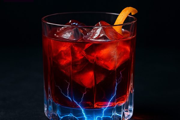 Bicchiere con Negroni elettrico